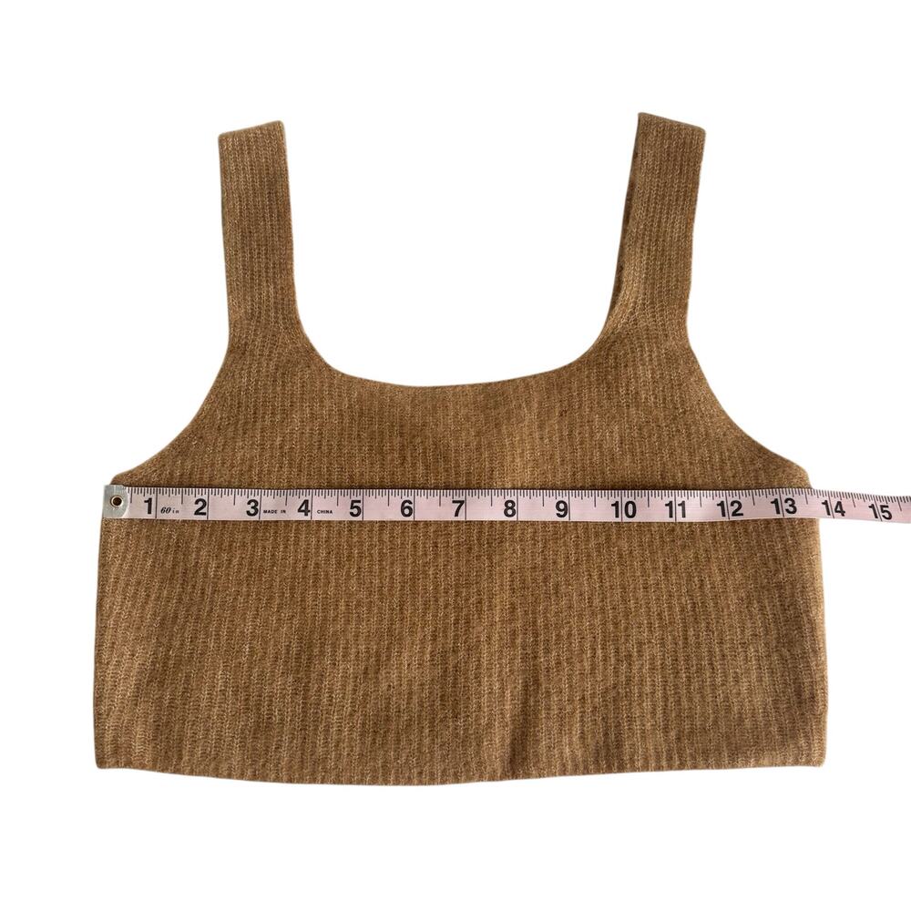 Everlane Camel Tan Knit Wool Blend Ribbed Cropped Tank Top Women’s Medium NWT - Picture 2 of 7